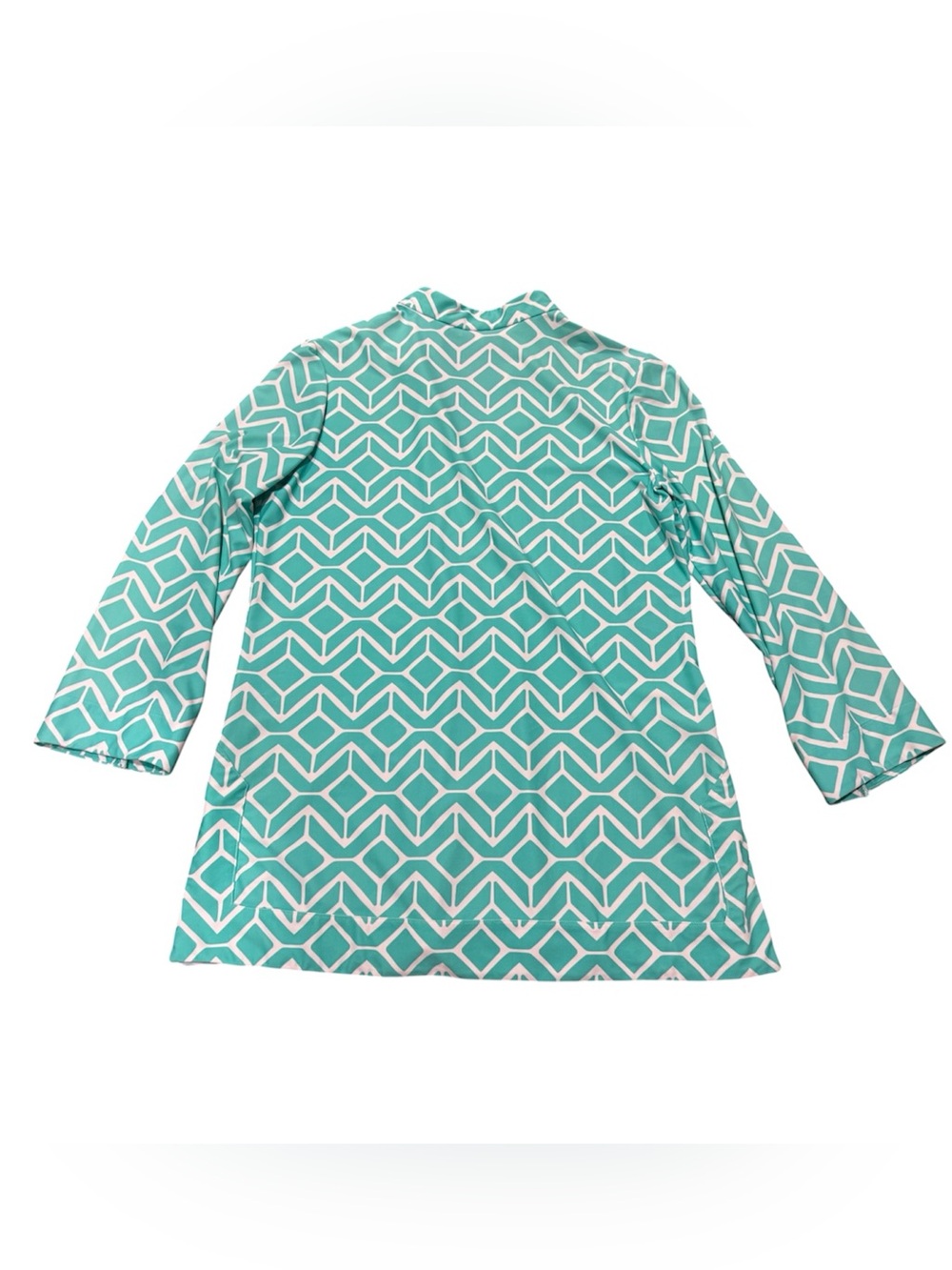 Jude Connally Chris Top Jude Cloth Tunic Teal White Geometric Print Size XL - Picture 3 of 8